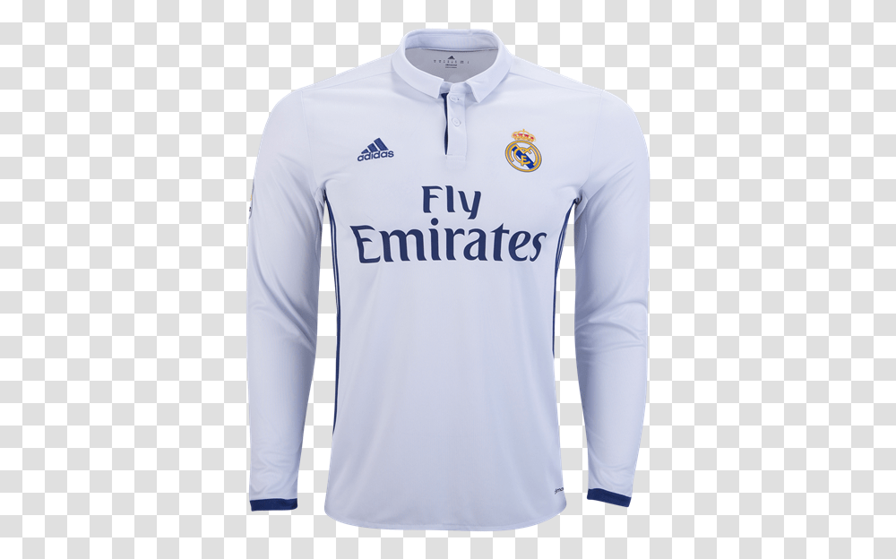 Adidas Real Madrid Long Sleeve Home Jersey 1617 Real Madrid Kit 2016 17 Long Sleeve, Apparel, Shirt Transparent Png