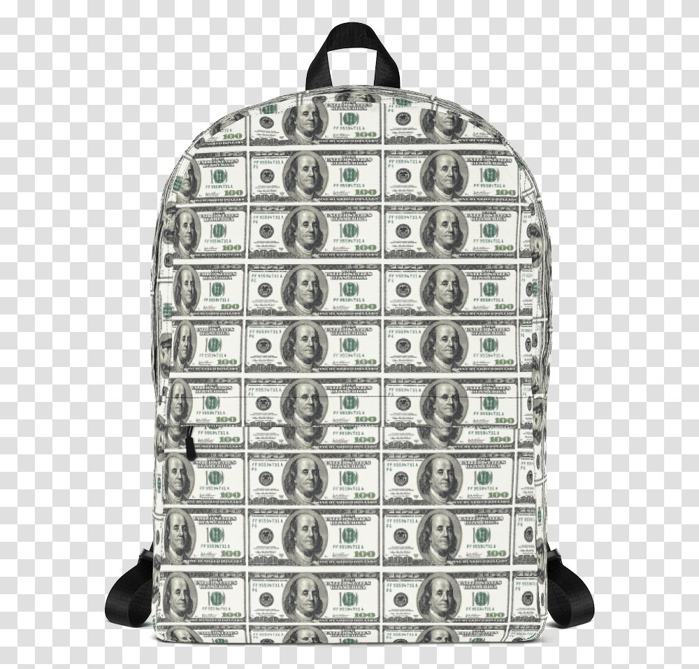 Adjective Custom Designed Dollar Bill Backpack, Money, Person, Human, Mobile Phone Transparent Png