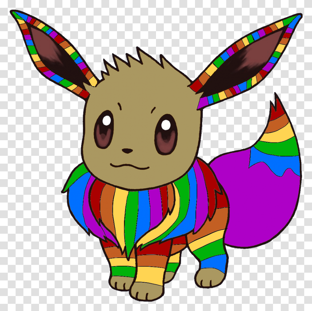 Adoptable Rainbow Eevee Clipart Full Size Clipart Pokemon Eevee, Animal, Mammal, Smile, Face Transparent Png