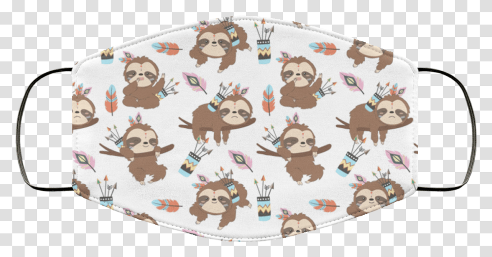 Adorable Sloth Pattern Mask Funny Face Sloth, Applique, Rug, Embroidery, Animal Transparent Png