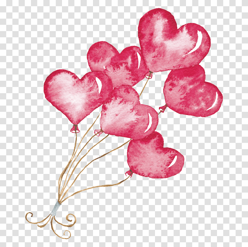 Adorno De Transparente Con Amor Globo Valentines Day Clipart Watercolor, Plant, Flower, Blossom, Petal Transparent Png