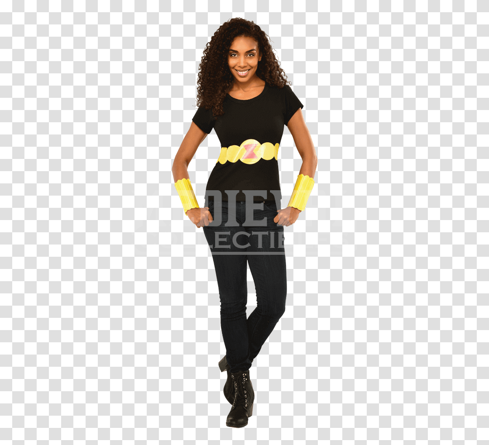 Adult Black Widow Costume Top And Gauntlets, Apparel, Person, Female Transparent Png