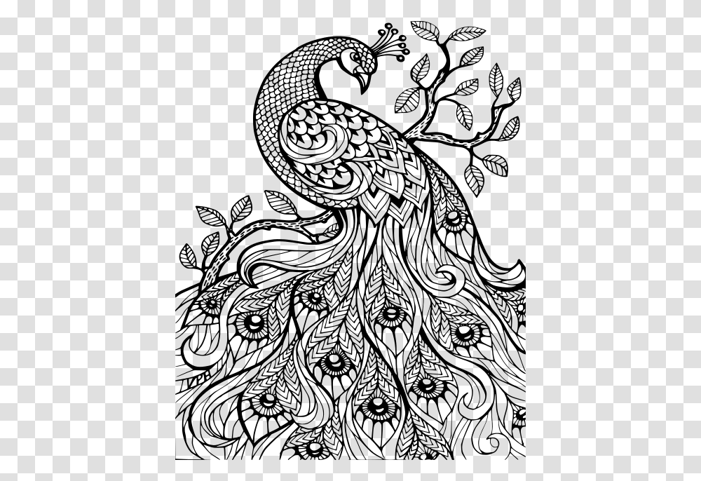 Adult Coloring Sheets Peacock, Gray, World Of Warcraft Transparent Png