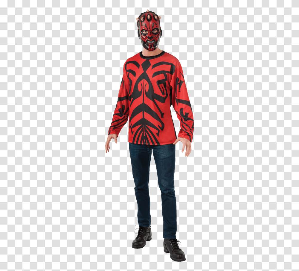 Adult Darth Maul Costume Top With Mask Darth Maul Spider Model, Apparel, Person, Human Transparent Png