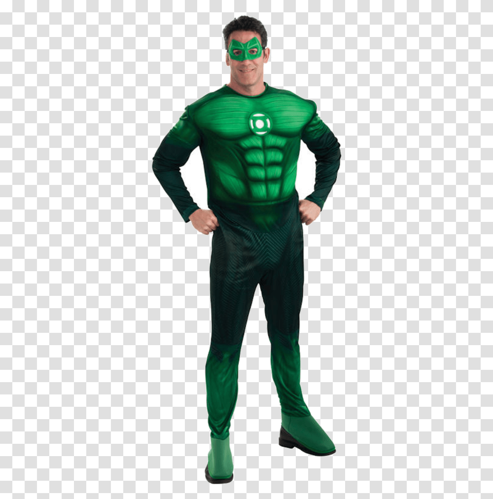 Adult Deluxe Green Lantern Super Hero Green Lantern Costume, Clothing, Sleeve, Person, Long Sleeve Transparent Png