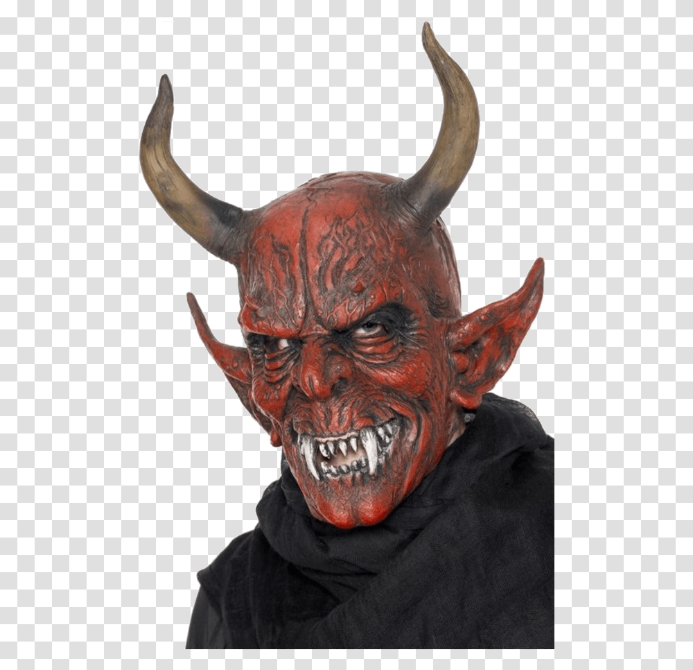 Adult Full Head Demon Devil Mask With Horns Devil Demon, Skin, Teeth, Mouth, Lip Transparent Png