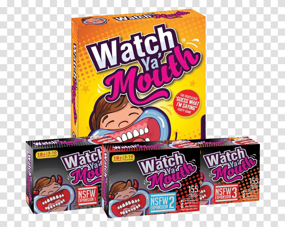 Adult Game Bundle Watch Your Mouth Board Game, Gum, Candy, Food Transparent Png