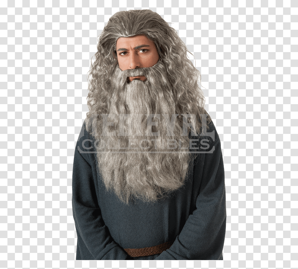 Adult Gandalf Wig And Beard, Face, Person, Hair, Head Transparent Png