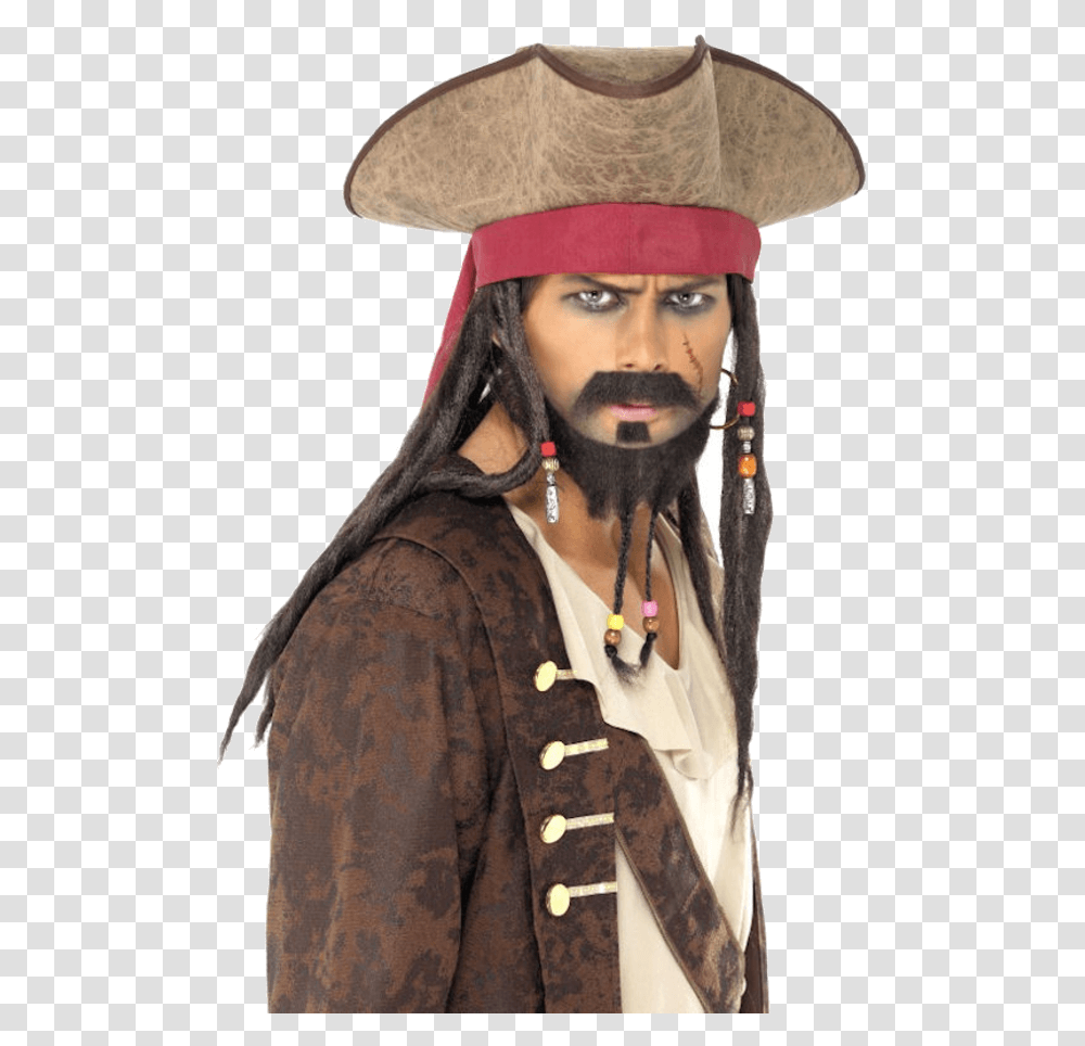 Adult Pirate Hat With Hair Pirate Hat, Clothing, Apparel, Person, Human Transparent Png