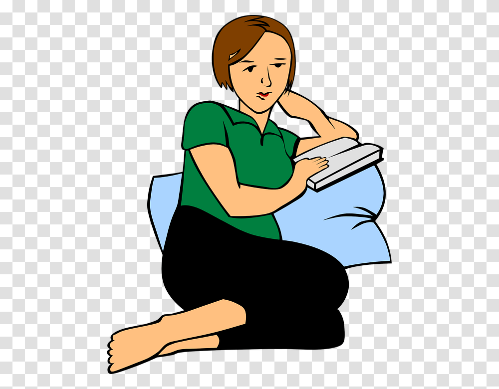 Adult Reading A Book Clipart, Person, Human, Female, Girl Transparent Png