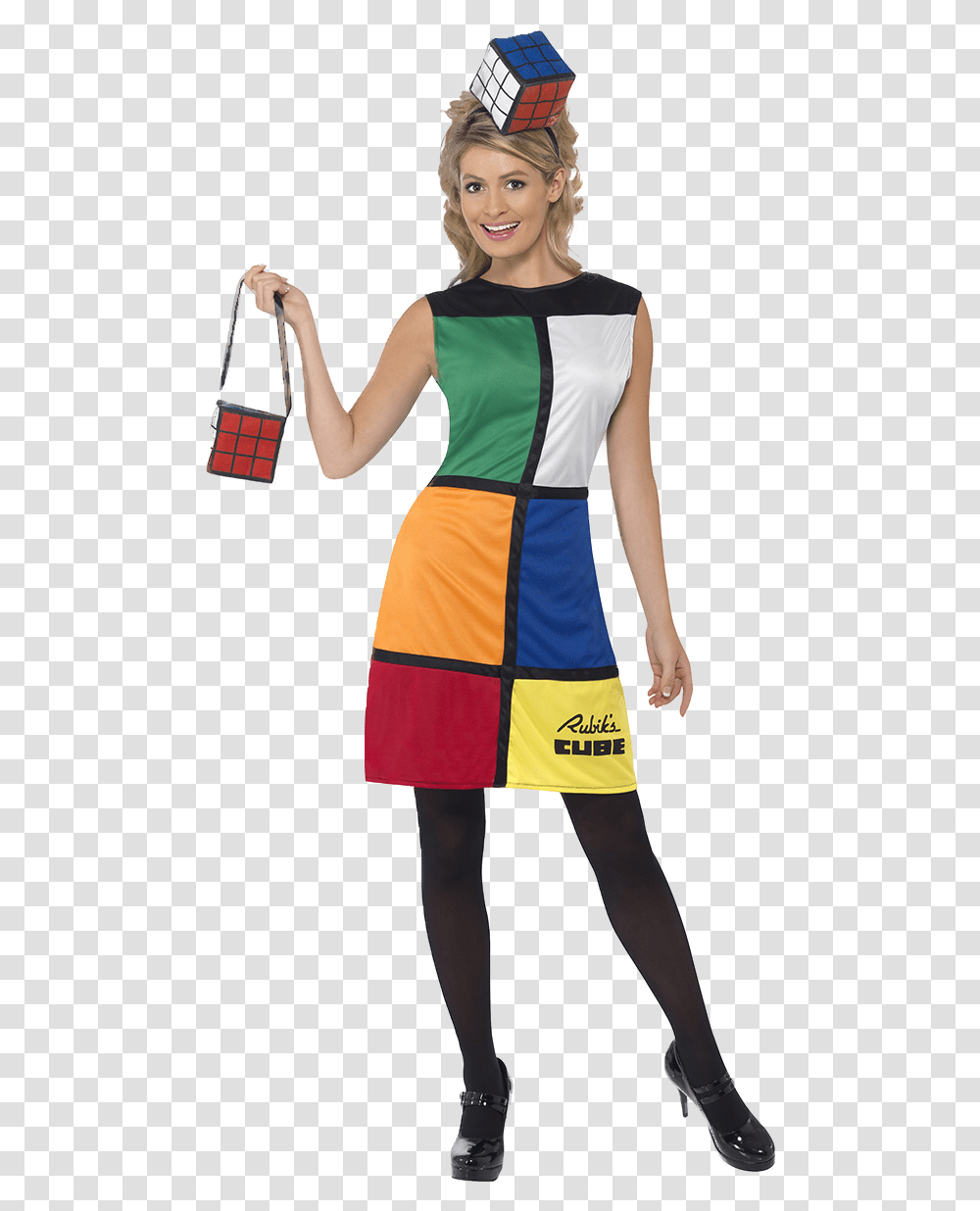 Adult Rubikquots Cube Costume Rubix Cube Fancy Dress, Person, Human, Female Transparent Png