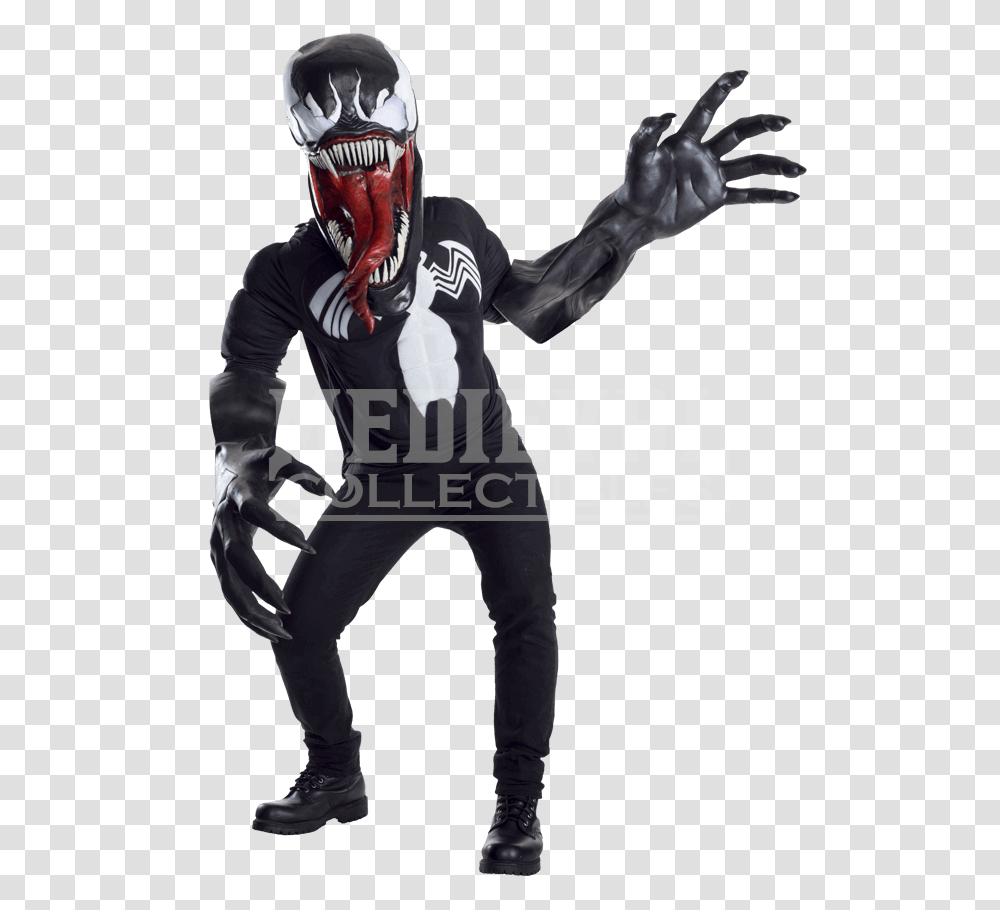 Adult Venom Costume, Helmet, Apparel, Person Transparent Png