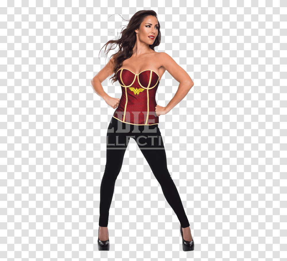 Adult Wonder Woman Fishnet Overlay Corset, Person, Leisure Activities, Female Transparent Png