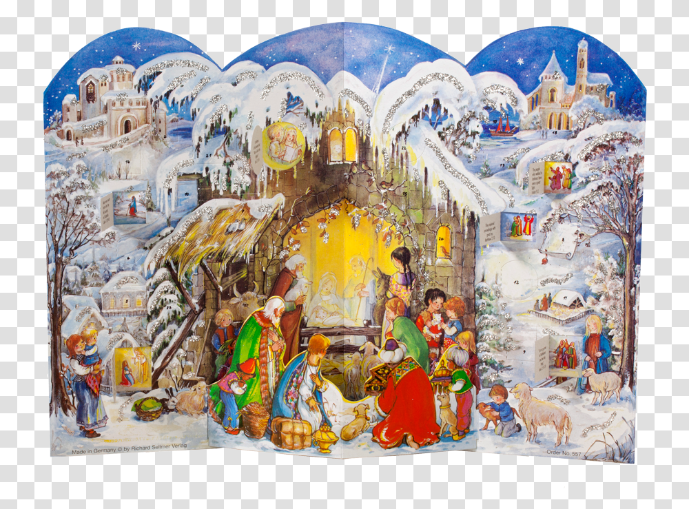 Advent Calendar Nativity Scene Traditional Advent Calendars, Painting, Festival, Crowd Transparent Png