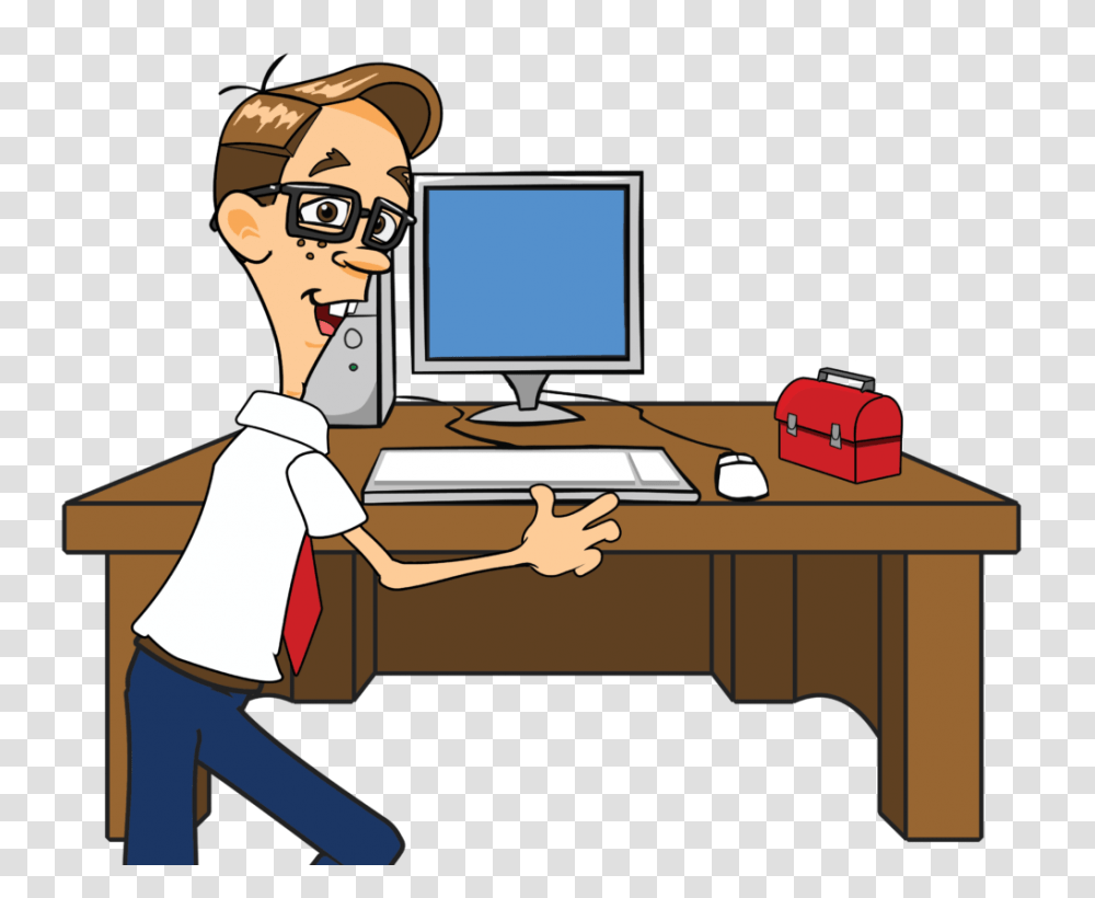 Advertisement Clipart Computer Student, Furniture, Table, Desk, Monitor Transparent Png