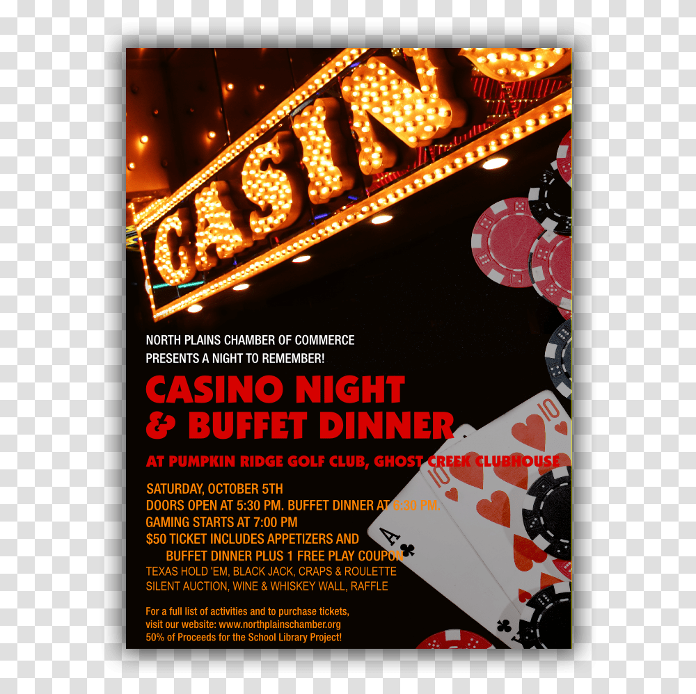 Advertisement For Casino Night Amp Buffet Dinner Flyer, Poster, Paper, Brochure, Leisure Activities Transparent Png