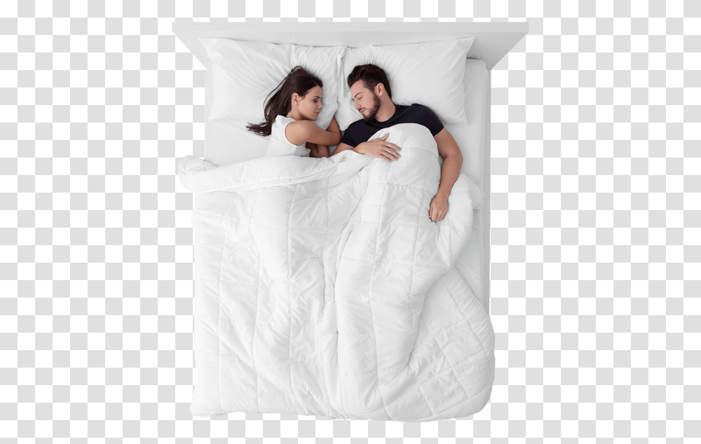 Aerial View Of Two People Sleeping Bed Two People Laying, Blanket, Person, Furniture, Wedding Gown Transparent Png