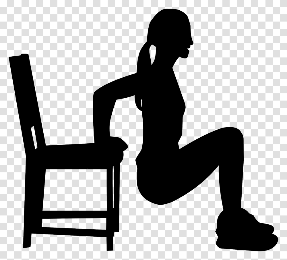 Aerobics Exercise Silhouette Woman Body Chair Exercise With Chair Silhouette, Gray Transparent Png