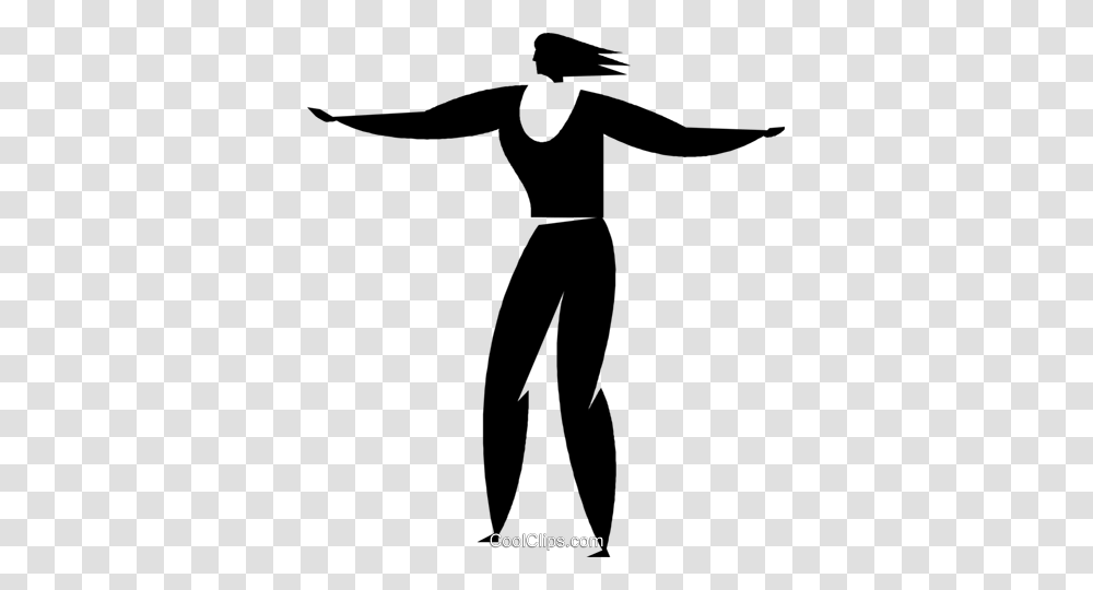 Aerobics Royalty Free Vector Clip Art Illustration, Silhouette, Dance Pose, Leisure Activities, Person Transparent Png