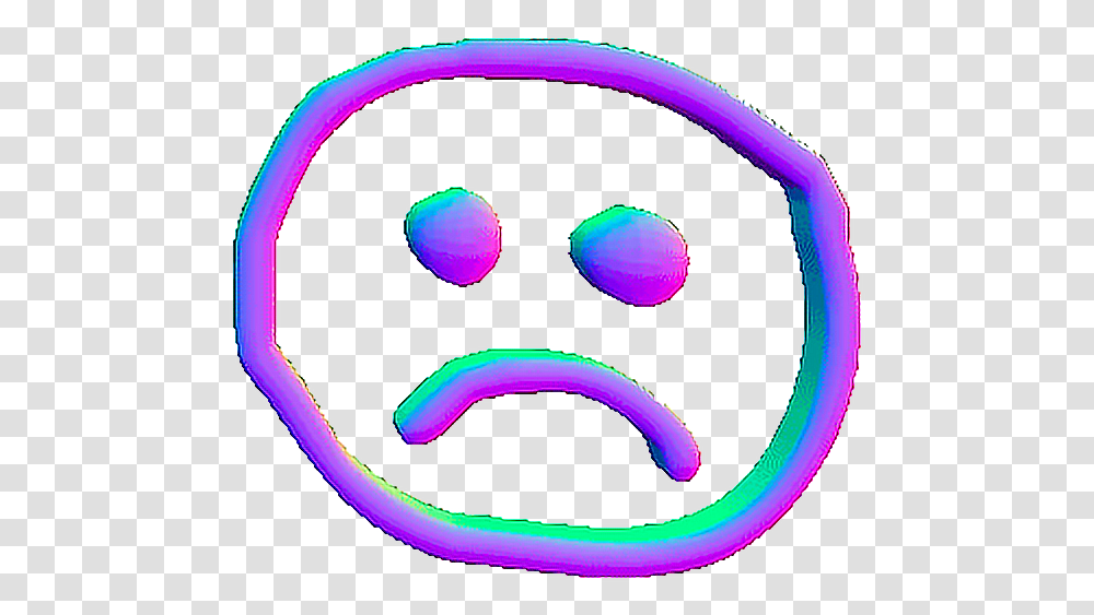 Aestetic Vaporwave Rainbow 3d Sad Face Green Aesthetic Sad Face, Light, Neon, Disk, Purple Transparent Png