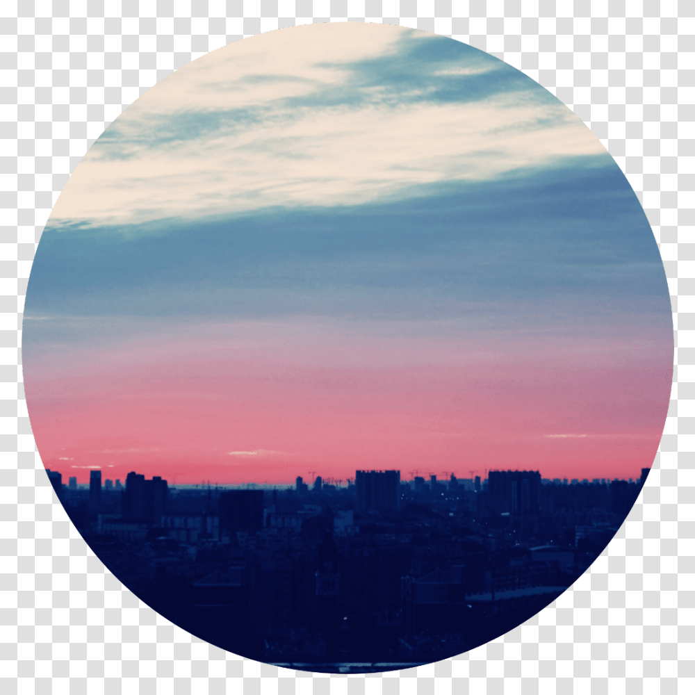 Aesthetic Aestheticcircle Pink Blue City Landscape Skyline, Window, Porthole Transparent Png