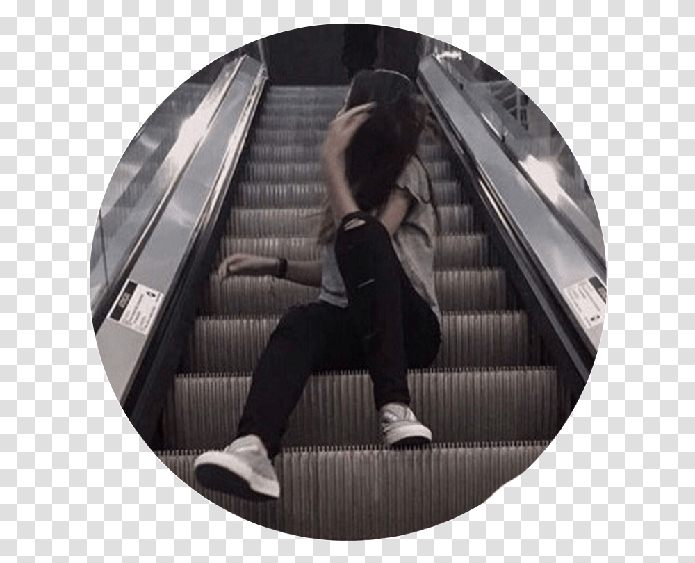 Aesthetic Anime Girl Icon Grunge Girl Grunge Dark Aesthetic, Person, Handrail, Clothing, Staircase Transparent Png