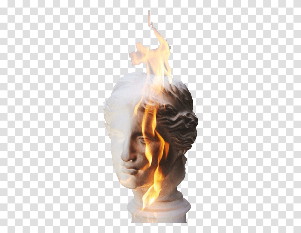 Aesthetic Art Background Aesthetic Art, Head, Fire, Statue, Sculpture Transparent Png