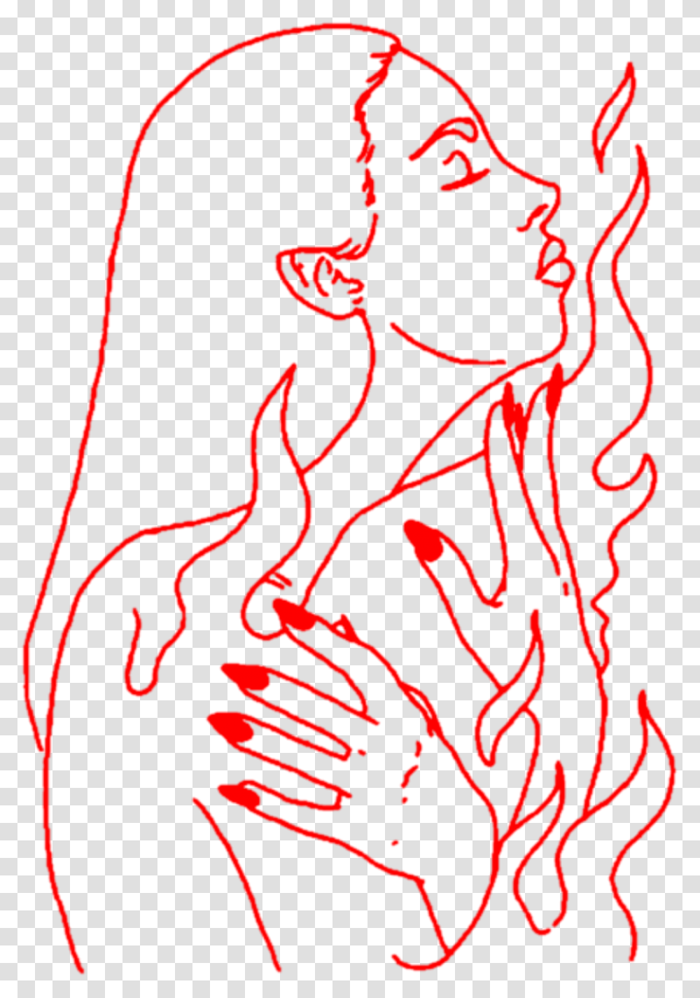 Aesthetic Art Girl Woman Lineart Outline Red Hand Hands Aesthetic Outline Modern Art Drawing Transparent Png Pngset Com