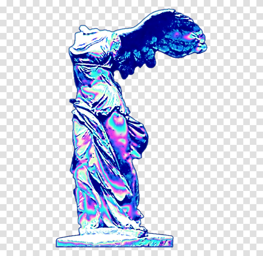 Aesthetic Blue Statues Vaporwave, Purple, Person, Human, Light Transparent Png