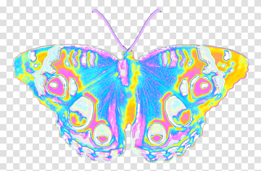 Aesthetic Butterfly Emoji Wallpaper Holographic Butterflies Aesthetic, Invertebrate, Animal, Pattern, Insect Transparent Png