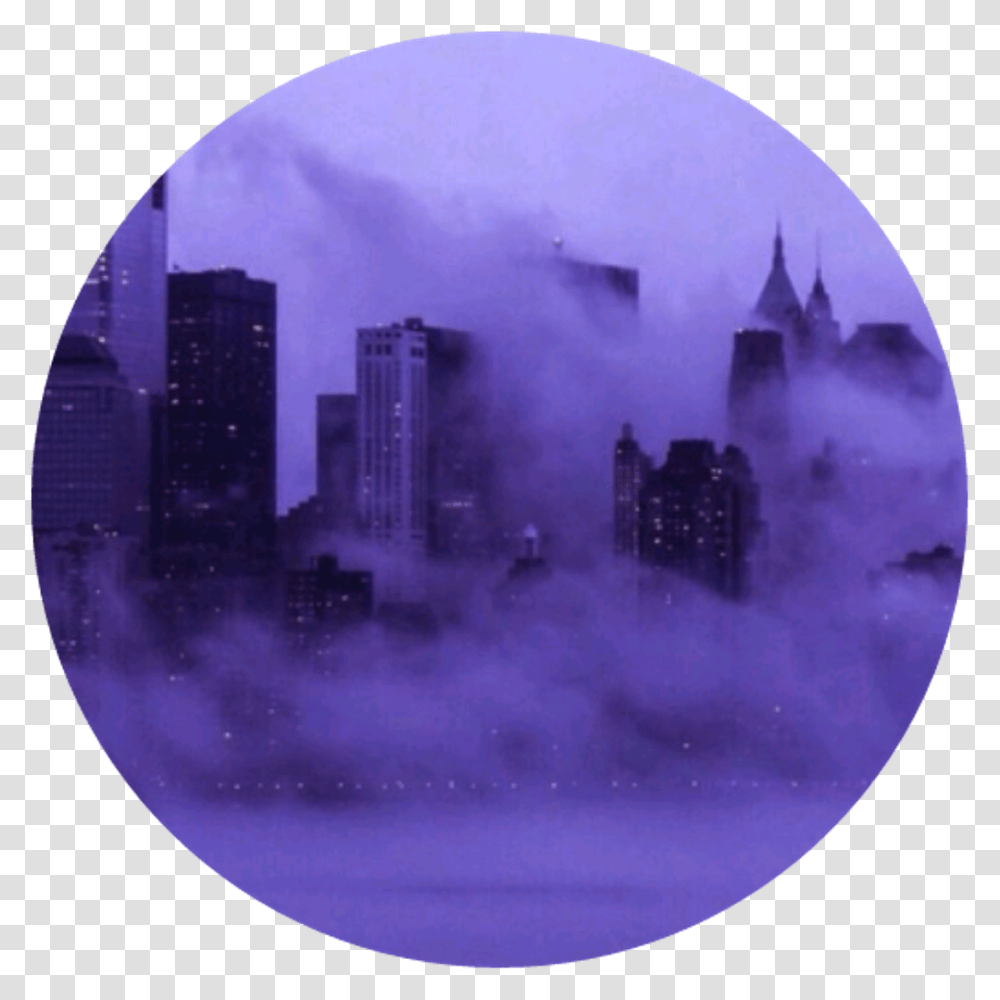 Aesthetic Circle Purple Skyline Cute Iphone Aesthetic Purple Wallpaper Hd, Nature, Outdoors, Urban, Fog Transparent Png