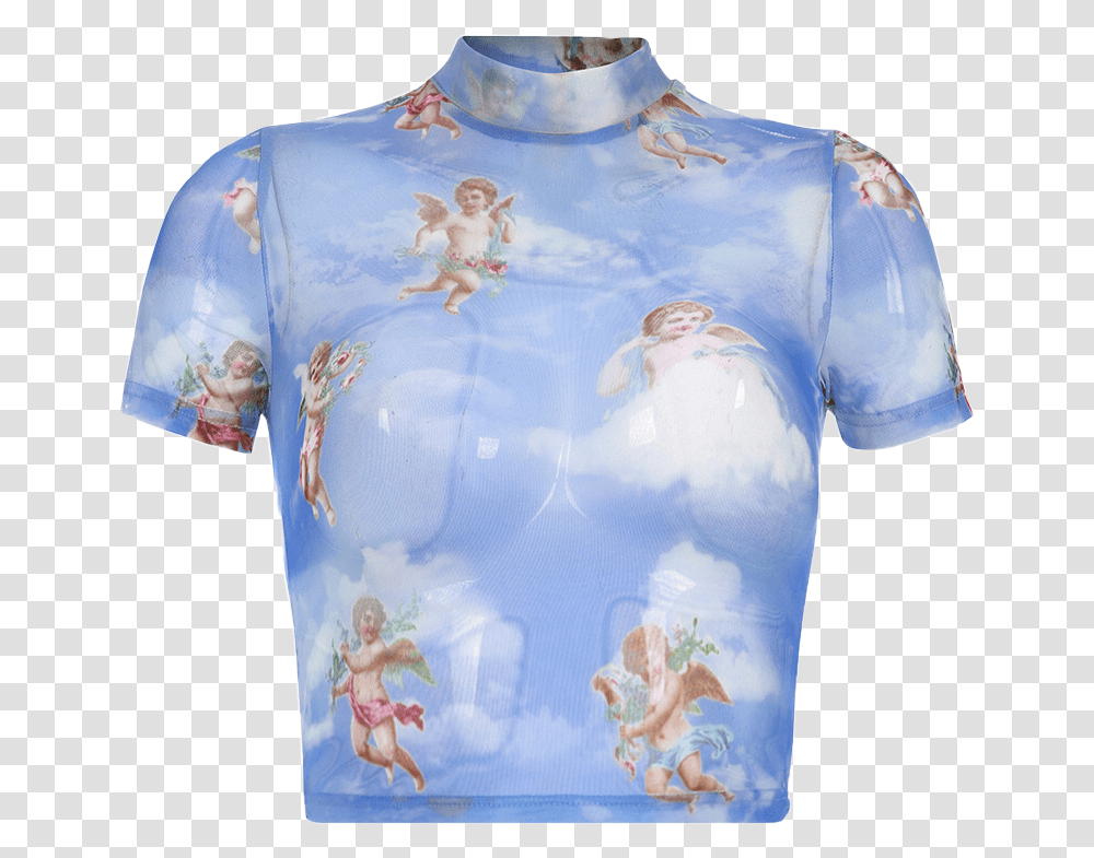 Aesthetic Clothingitem Outfitideas Blue Blueaesthetic Blue Angel Shirt, Apparel, Person, Human, T-Shirt Transparent Png