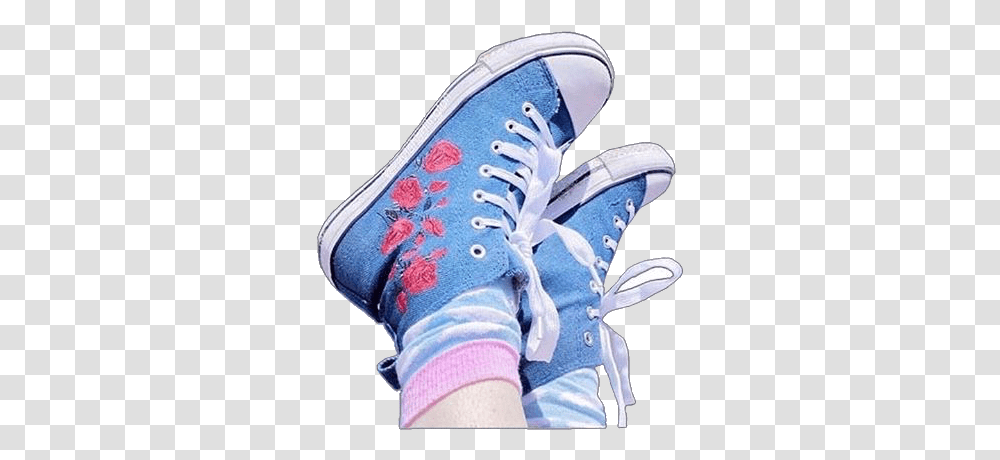 Aesthetic Converse Shoes Socks Roses Flowers Blue Aesthetic Tumblr Girl, Apparel, Footwear, Sneaker Transparent Png