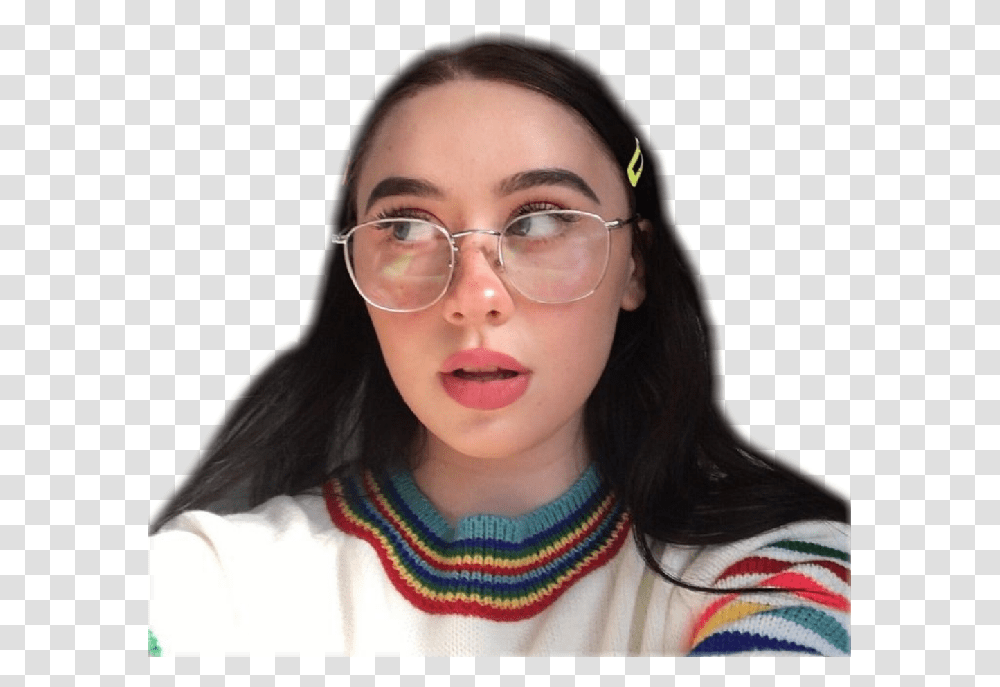 Aesthetic Girl Cz Sticker Aestheticgirl Ily Western Ulzzang Girls Icons, Face, Person, Glasses, Accessories Transparent Png