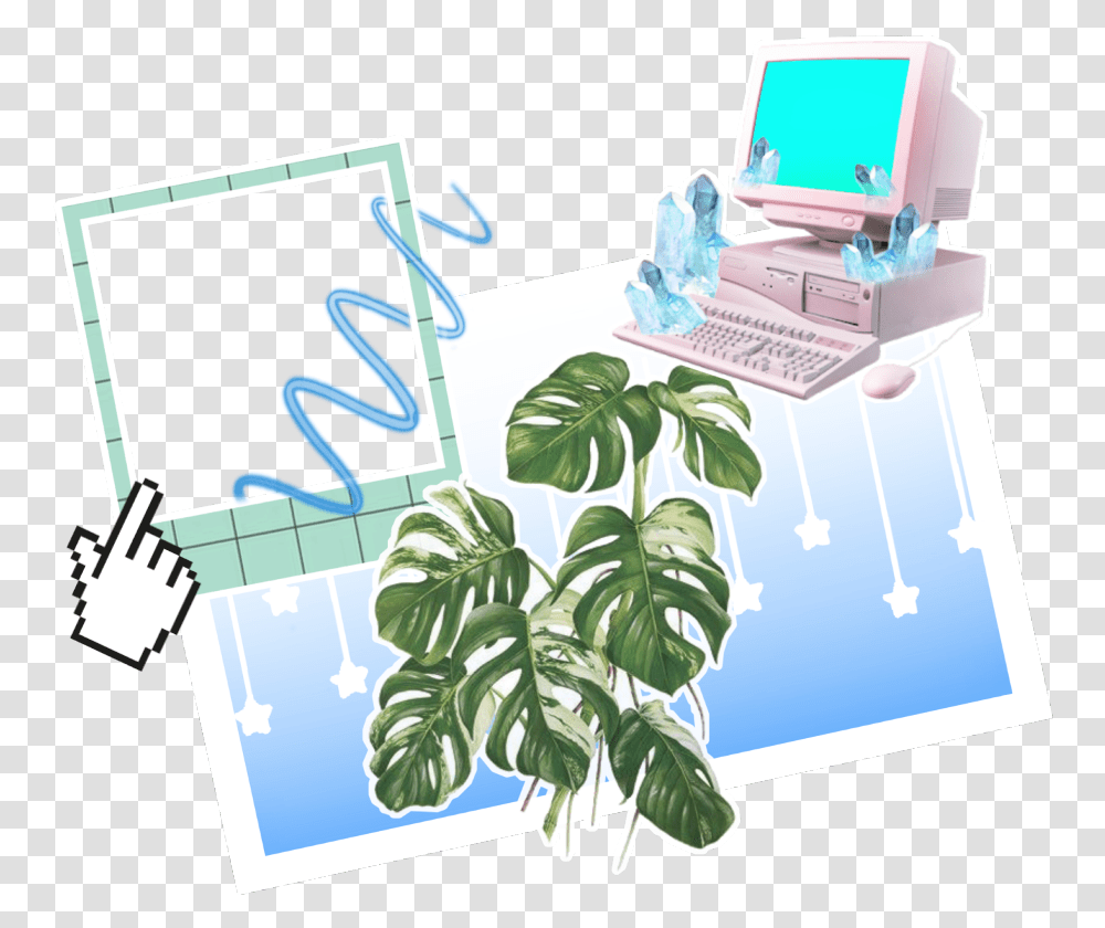 Aesthetic Graphicdesign Overlay Overlays Plants Monstera Leaf Art, Computer, Electronics, Table, Furniture Transparent Png