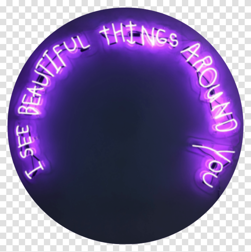 Aesthetic Neon Lights Words, Disk, Balloon Transparent Png
