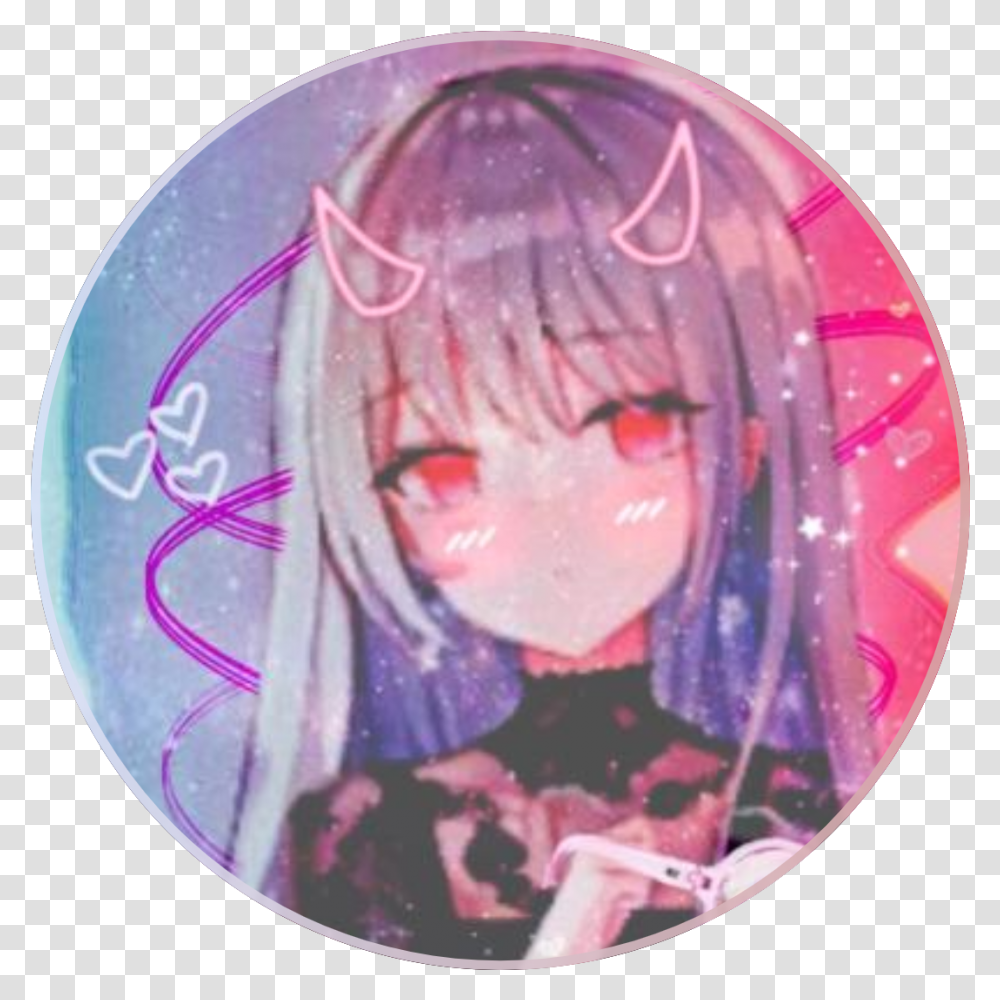 Aesthetic Pink Anime Girl Icon - Image Database Hime Cut, Helmet, Clothing, Apparel, Purple Transparent Png