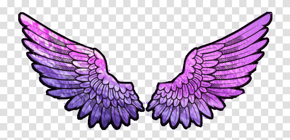 Aesthetic Wings Angelwings Galaxy Pastel Purple Eagle, Heart, Cupid Transparent Png