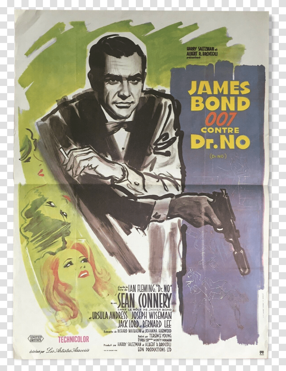 Affiche Cinma James Bond Contre Dr Dr No French Poster, Advertisement, Person, Human, Flyer Transparent Png