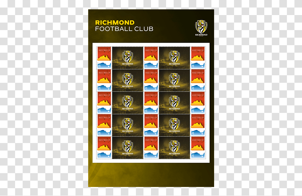 Afl 2019 Richmond Football Club Stamp Pack Product Collingwood Football Club Afl, Postage Stamp, Alphabet, Menu Transparent Png