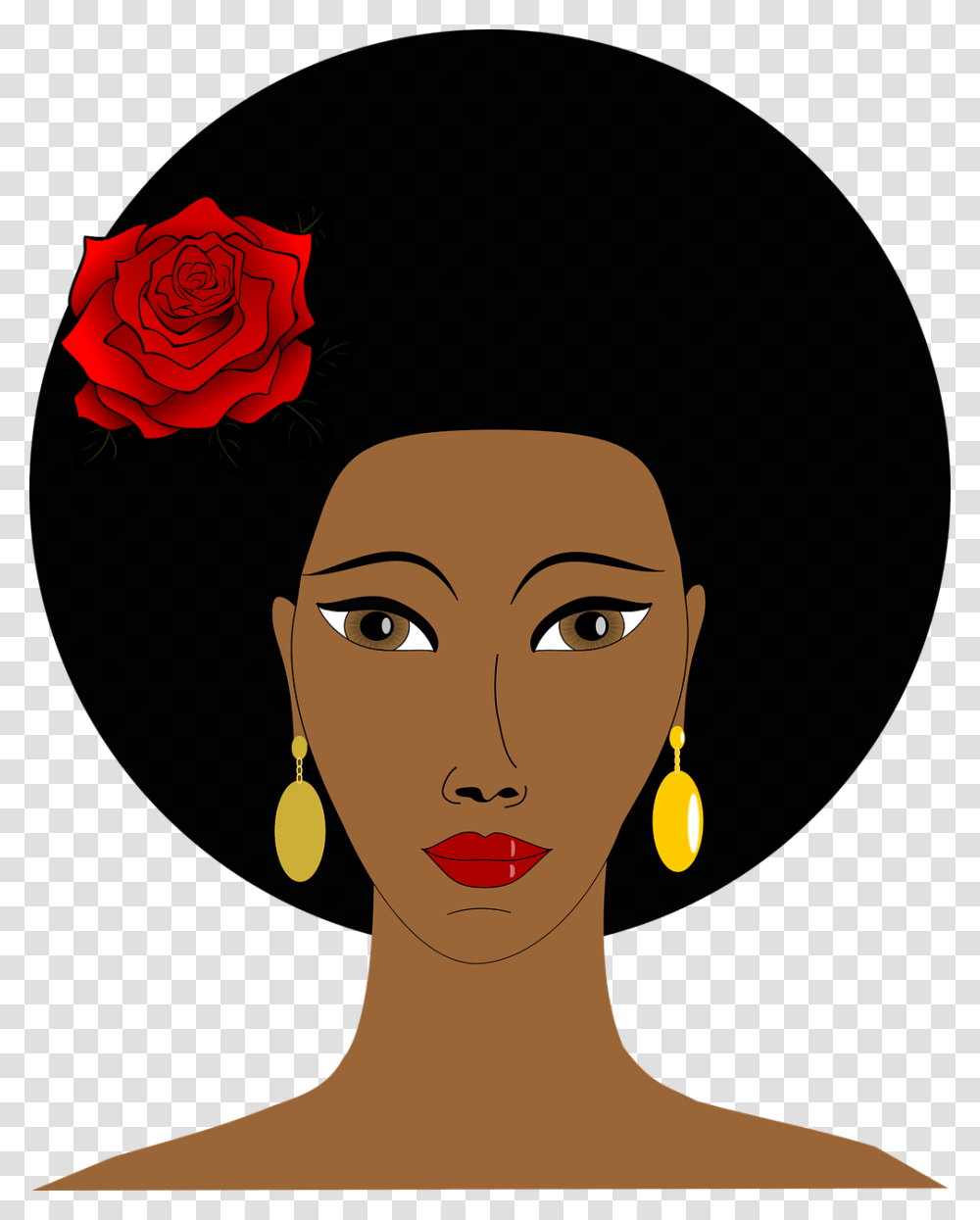 African Afro Black Cartoon Face Hair People Black Woman Face Clipart, Rose, Flower, Plant, Blossom Transparent Png
