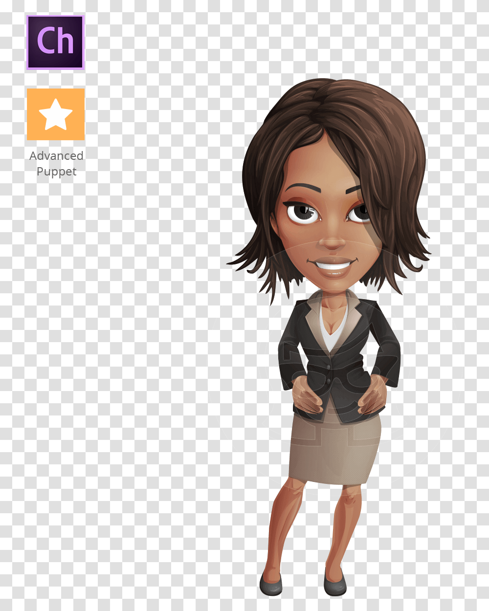 African American Business Woman Character Animator African American Puppet, Person, Human, Toy Transparent Png