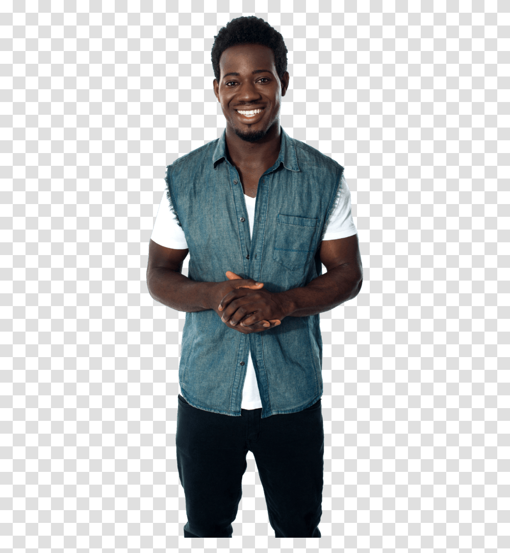 African American Man Clipart Smiling Black Teenager, Pants, Apparel, Jeans Transparent Png