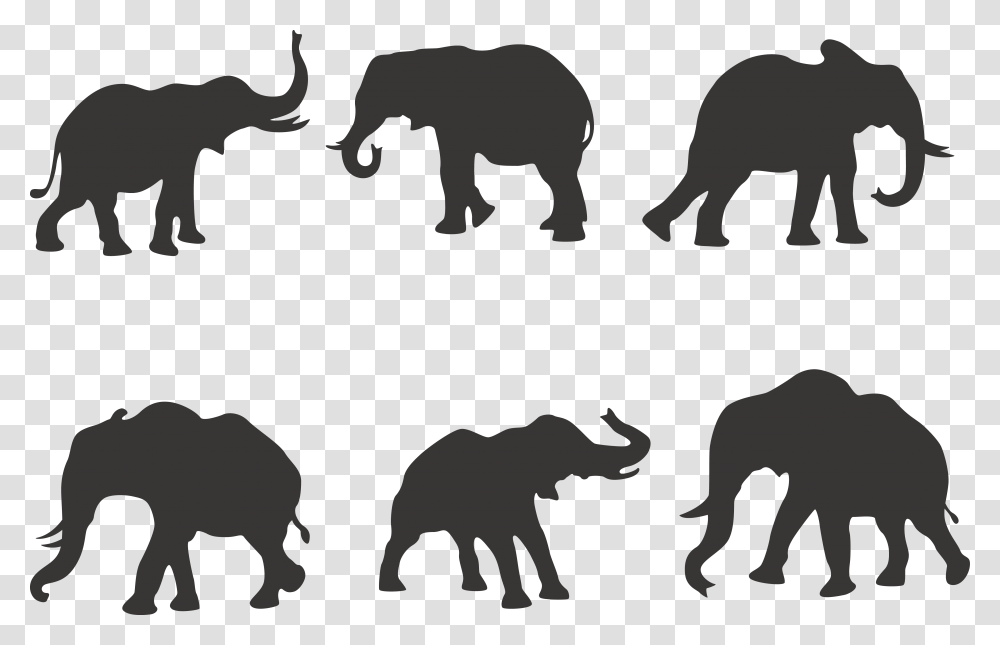 African Elephant Silhouette Indian Elephant 6 Elephant, Animal, Mammal, Wildlife, Stencil Transparent Png