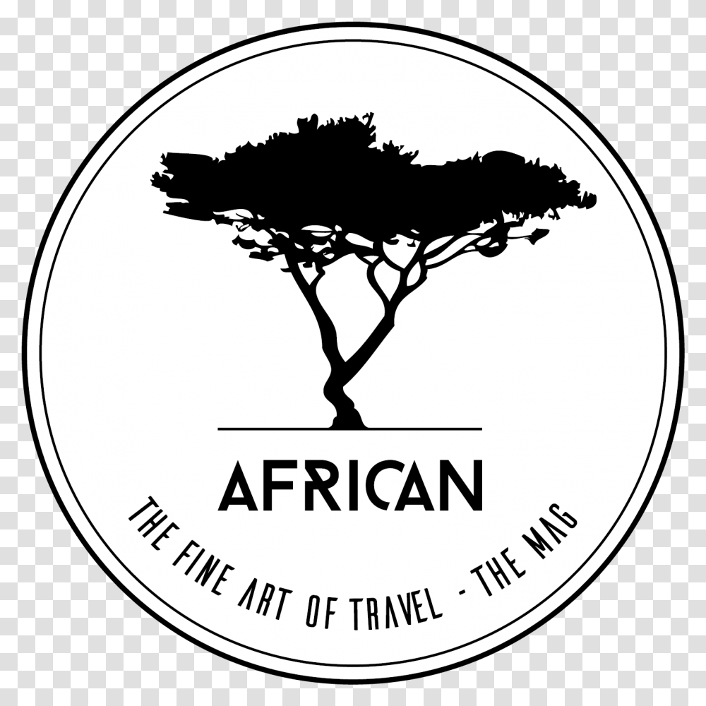 African Magazine Elephant And Tree Silhouette, Label, Text, Plant, Symbol Transparent Png