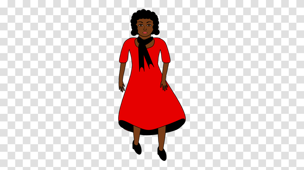 Afro American Lady In Red Dress, Female, Person, Sleeve Transparent Png