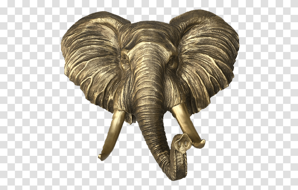 Aged Gold Elephant Head Home Decorhome Decor Accents Animal Figure, Bronze, Wildlife, Mammal, Furniture Transparent Png