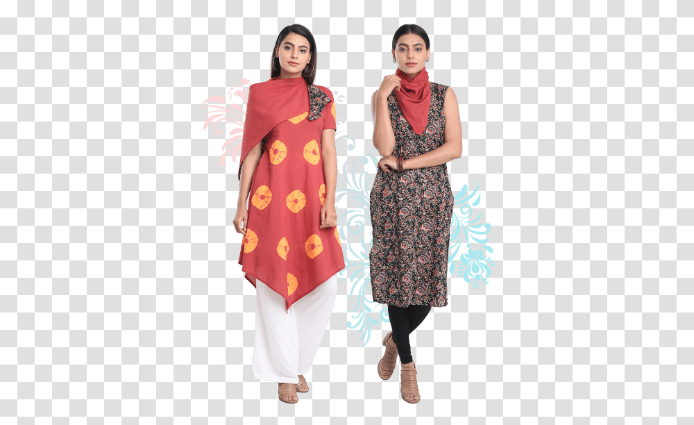 Agnisie Pack Of 2 Kurtas With Stole Silk, Dress, Person, Female Transparent Png