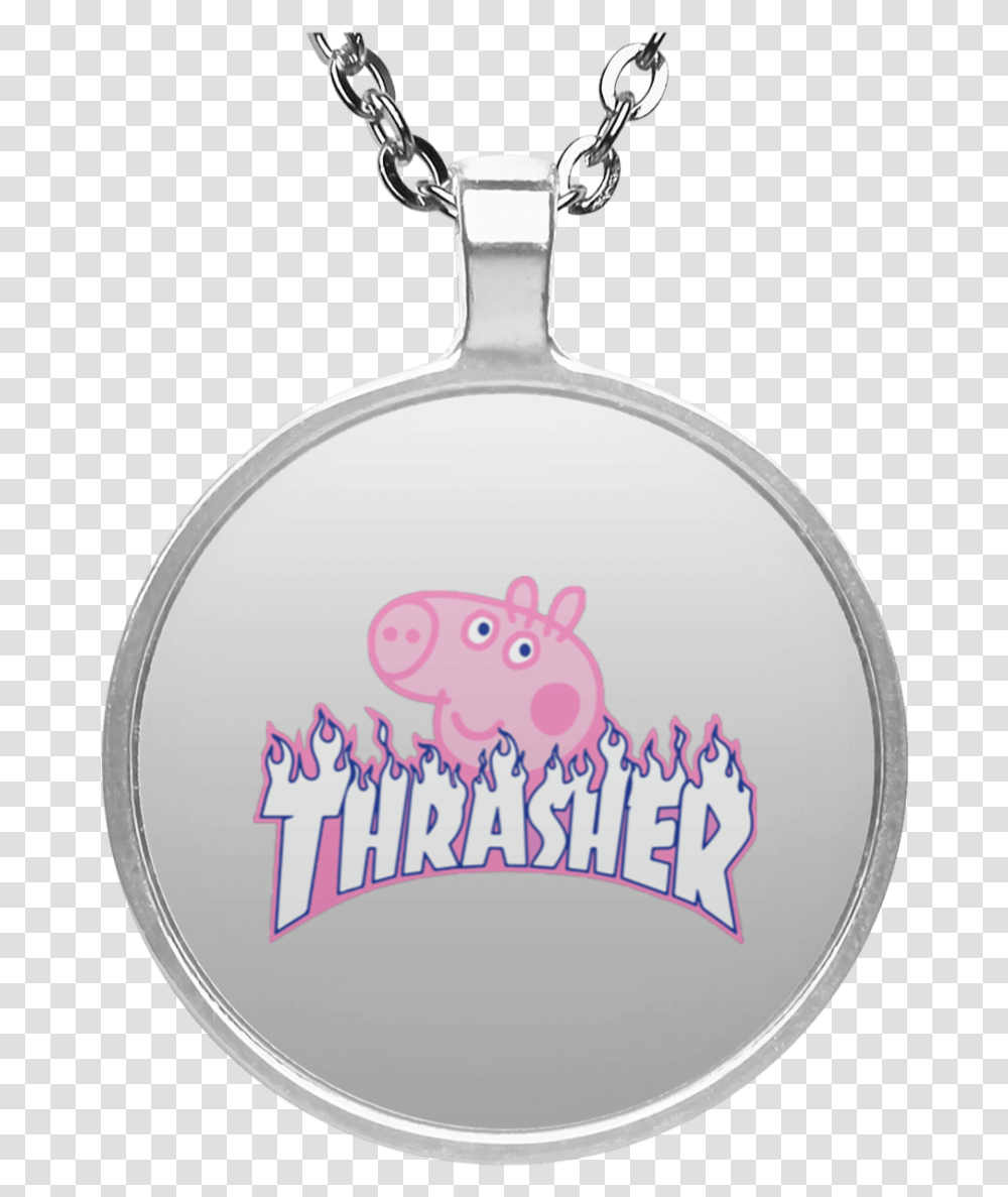 Agr Peppa Pig X Thrasher Parody Display Necklace Peppa Pig Thrasher, Label, Locket, Pendant Transparent Png