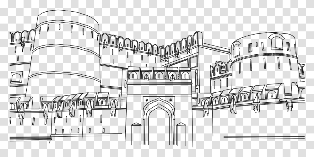 Agra Fort Line Drawing Sketch Drawing Of Agra Fort, Outer Space, Astronomy, Universe, Nature Transparent Png
